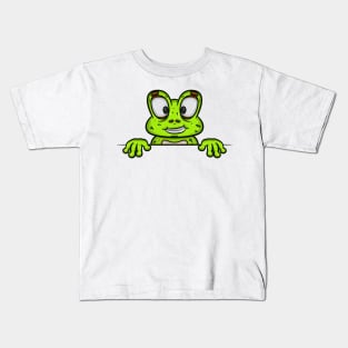 Frog Cartoon With Happy Face Expression Kids T-Shirt